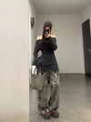 SWAYING 25 Early Spring Water-soluble Wool Fake Two-piece Sweater Series SW-SW25PS1T06-HEIHUI Black and Gray SW-SW25PS1T06